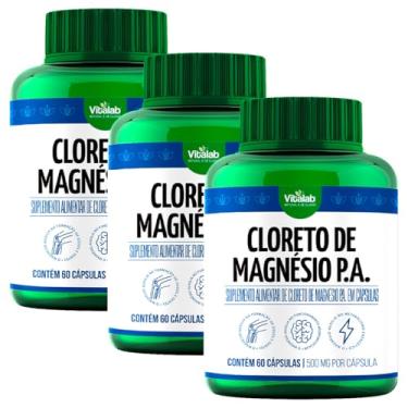 Imagem de Kit 3 Cloreto de Magnésio PA Vitalab 500Mg 60 Cápsulas