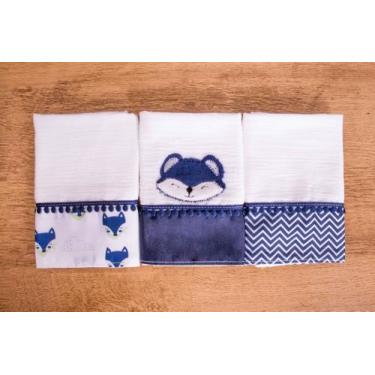 Imagem de Kit 3 Peças Fralda De Boca Para Bebê - Miguel Baby, Raposa Marinho