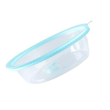 Imagem de Aquecimento de Microondas Tampa de Vedação Transparente PP Placa de Kee de Temperatura Empilhável Tampa de Servir para Tampas de Cozinha Ferramentas de Cozinha (Azul -celeste)