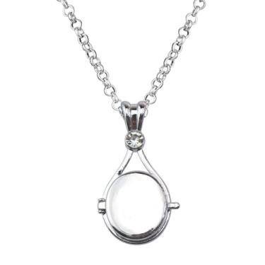 Imagem de DEYOUM Colar de sereia H2O, medalhão para mulheres e homens, zircão de cristal natural, cor prata, cobre, concha aberta, medalhão de água, pingente, moda, amigo, joias, acessórios para presentes