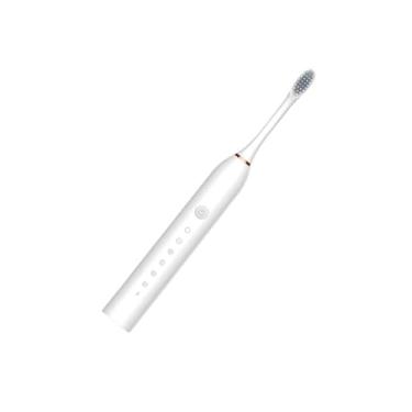 Imagem de Escova de Dentes Elétrica Recarregável USB, 6 Velocidades, À Prova D'água, com Cabeça de Substituição (Branco)