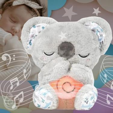 Imagem de Urso que Respira Coala de Pelúcia Move a Barriga Luz Suave Música de Ninar 4 Restirações Acalma Bebês Crianças Sono Tranquilo e Aconchego OPYSHOP
