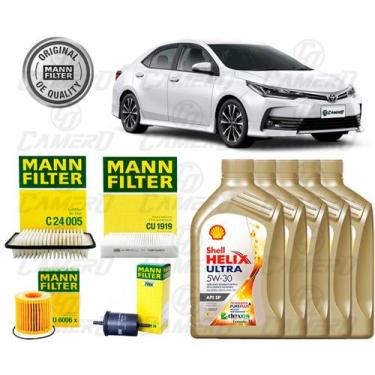 Imagem de Kit Troca de Óleo 5w30 e Filtros Toyota Corolla 2.0 2017 2018 - MANN, 