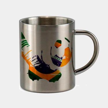Imagem de Caneca de Inox Premium Prateada 400ml CHUTEIRA BRASIL COPA BOLA - Cria