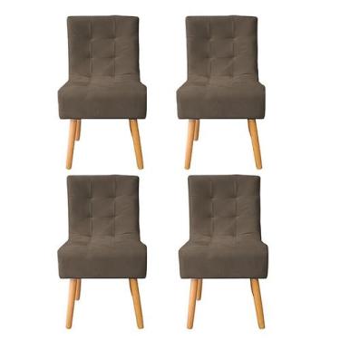 Imagem de Kit 4 Cadeiras De Jantar Estofadas Reforçada Decorativa Liz Suede - JM