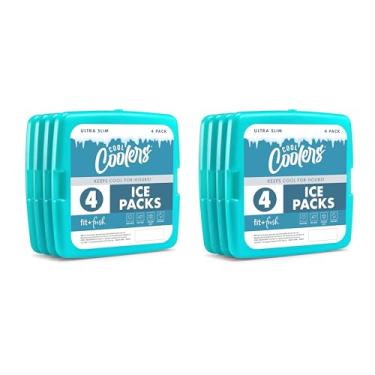 Imagem de Coolers Cool Coolers da Fit + pacotes de gelo finos frescos, reutilizáveis e de longa duração, bolsas frias para lancheiras, bolsas de gelo para lancheiras, verde pacote com 8