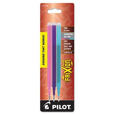 Imagem de PILOT Refil de tinta gel FriXion para canetas apagáveis, ponta fina, tintas rosa/roxo/turquesa, pacote com 3 (77336)
