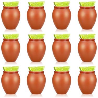 Imagem de Conjunto de 12 garrafas de 60 ml Cantaritos De Barro Mini Cantaritos Shooters Cerâmica Mini Patron Tequila Jarritos De Barro Mexicanos Taco Tuesday Copos de Coquetel Bonito Copos de Shot para Tequila
