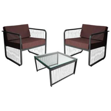 Imagem de Conjunto 2 Poltrona e 1 Mesa de Centro Santiago em Alumínio e Fibra Si