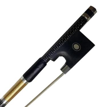 Imagem de yinfeel Arco de violino de fibra de carbono dourado/prata/azul/verde/vermelho 4/4 cabelo de cavalo branco para adultos (dourado)