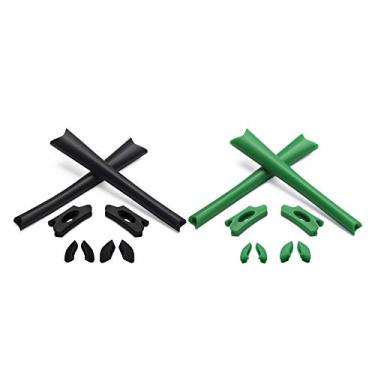 Imagem de Eye Opening Stuff Kits de borracha de substituição para fones de ouvido e nariz compatíveis com óculos de sol Oakley Flak Jacket/Flak Jacket XLJ - preto e verde