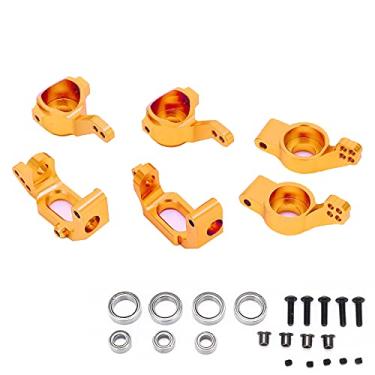 Imagem de Kit de montagem de cubo de direção de liga de alumínio, conjunto de montagem de cubo de direção de rolamento de esferas de resistência à corrosão durável forte para carro rc 1/10 para(ouro)