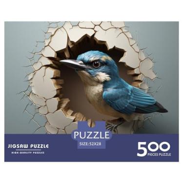 Imagem de Quebra-cabeça de pássaros adultos divertido 500 peças 3D educação animal decoração de jogos alívio de estresse brinquedo jogo intelectual relaxamento e inteligência 500 peças (52 x 38 cm)