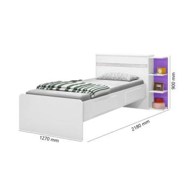 Imagem de Cama Baú Cabeceira com tampo de abrir Acomoda colchão 0,88m x 1,88m Ja