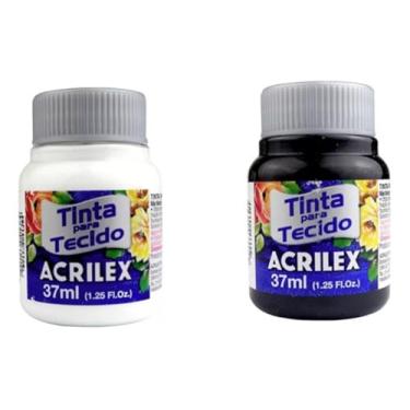 Imagem de Kit 2 Tintas De Tecido Fosca 37ml Cada - Preto E Branco – Fixação a Frio e Alta Cobertura Com Acabamento Fosco, Alta Cobertura E Fixação A Frio, Este Kit É A Escolha Perfeita Para Quem Busca Qualidade