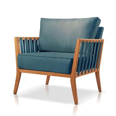 Imagem de Poltrona Jade Linho Agarb Decor Cor:Linho Azul