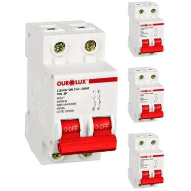 Imagem de 4 Disjuntor Bipolar 20 Amperes C Ourolux