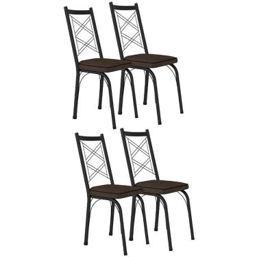 Imagem de Kit 4 Cadeiras Aço Carbono Tubular Metálica Acabamento Fosco D-28 Julia