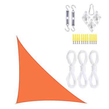 Imagem de TBATM Grande Jardim Sombra Vela Impermeável 5x5x7.1m Toldos,Triângulo Sol Sombra Vela 95% Uv Bloco,Triângulo Sol Toldo com Kit de Fixação,Vela Parasol para Pátio Varanda Piscina Bbq,Orange red