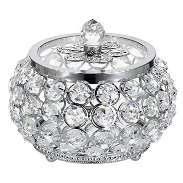 Imagem de Hipiwe Caixa de joias de cristal com tampa de vidro, caixa de tesouro espelhada prateada, caixa de joias decorativa, anel, brincos, colar, armazenamento, caixa de lembrança, presente para mulheres
