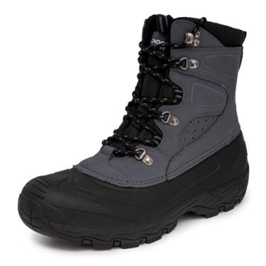 Imagem de LONDON FOG Botas de inverno masculinas impermeáveis Breckenridge – Botas de neve masculinas com isolamento de couro – cinza, preta ou marrom – masculinas, larguras médias ou extralargas, tamanho 7 a