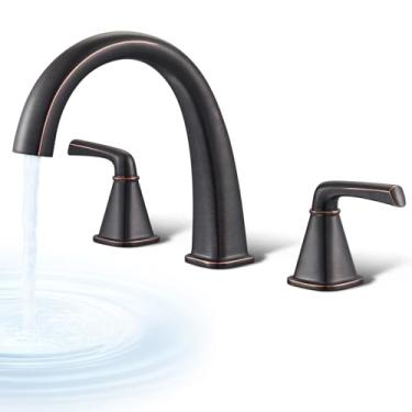 Imagem de Conjunto de torneira de banheira romana de montagem no convés, torneiras de banheira de alto fluxo, 30,5-39,9 cm de largura, torneira de banheira de montagem em deck com válvula, torneira de banheira