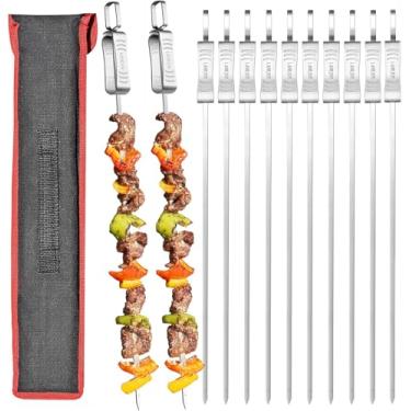 Imagem de LANEJOY Espetos De Espeto 17" Para Grelhar (12 Peças) - Metal Com Deslizante Churrasco, Aço Inoxidável, Carne, Camarão, Frango, Vegetais (12)
