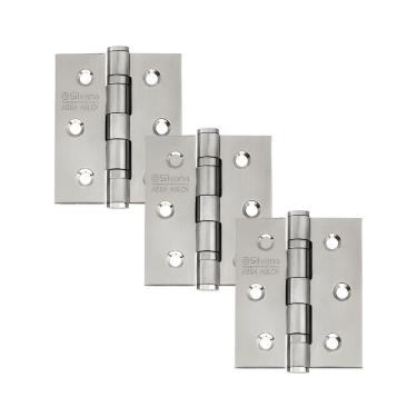 Imagem de Dobradiça Para Porta Silvana 2.1/2 Com Rolamento 882 Embutir 25kg Inox Escovado Com 3 Unidades