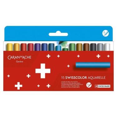 Imagem de Giz Pastel Caran d'Ache Swisscolor Wax Pastels Aquarelle com 15 Cores 