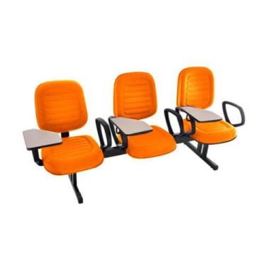 Imagem de Cadeira Em Longarina Com Prancheta Linha Blenda Laranja - DESIGN OFFIC