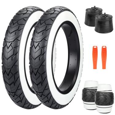 Imagem de MEGHNA Fat Bike Tire 50 x 10 cm Pneu de bicicleta elétrica Fat Tire 50,8 cm Heavy Duty Deep Grooves substituição dobrável todos os terrenos para bicicleta elétrica infantil (parede branca, 50,8 cm-2