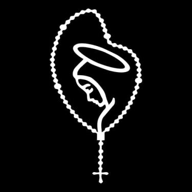 Imagem de Adesivo Decorativo Terço Nossa Senhora Devoção Religioso para Notebook Capacete Carro Caminhão Paredes vários tamanhos (BRANCO, 29X55m)