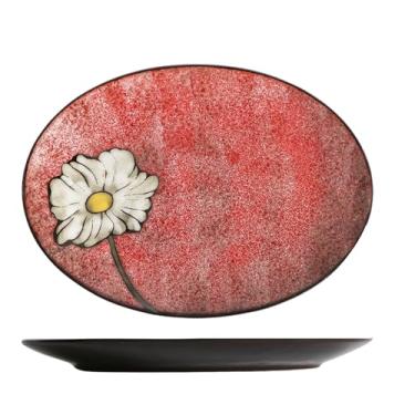 Imagem de Tigela de arroz criativa para uso doméstico retrô japonês simples e requintada cor sob o esmalte - prato oval de peixe