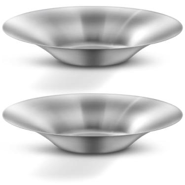 Imagem de WAGENSTEIGER Um conjunto de 2 pratos de jantar de aço inoxidável, tigelas de salada, travessas de servir de espaguete, bandejas de buffet, bandejas de catering, acabamento escovado clássico, ótimo