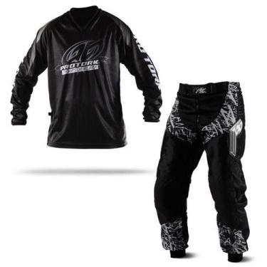 Imagem de Kit Motocross Trilha Calça E Camisa Pro Tork Insane In Black, Preto, C
