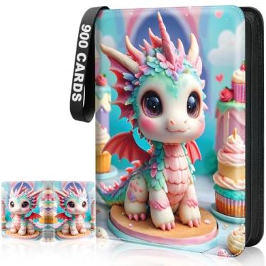 Imagem de Fichário de cartão com 9 bolsos colecionáveis para guardar cartões colecionáveis com 50 capas removíveis, 900 cartões, design com zíper de 3 anéis, perfeito para jogos, MTG e cartões esportivos