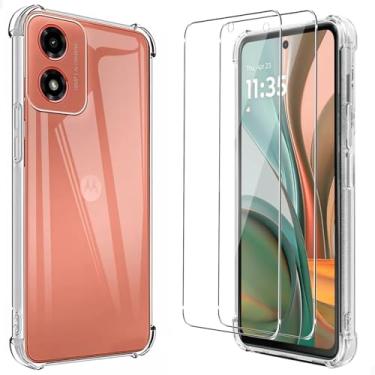 Imagem de [GL CASES] Kit Capinha Case Capa Silicone Transparente Anti Impacto + Película De Vidro 3D Para Motorola Moto G05