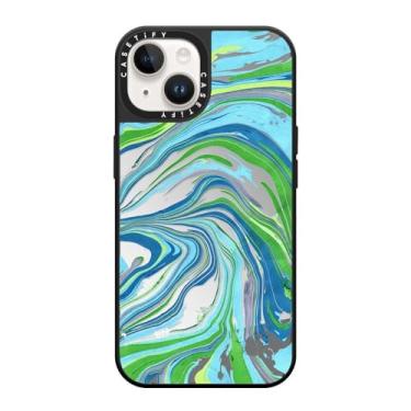 Imagem de CASETiFY Capa espelhada para iPhone 14 [reflexiva/proteção contra quedas de 1,5 metros/compatível com Magsafe] - NO Monday Blues - prata em preto