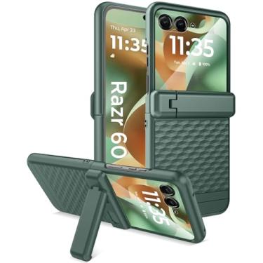 Imagem de Miimall Capa para Motorola Razr 2025 com protetor de tela, suporte invisível, protetor de dobradiça, fina, luxuosa, rígida, à prova de choque, capa protetora resistente para Moto Razr 2025, verde