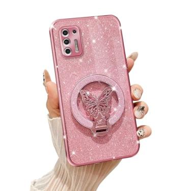Imagem de Tesazxcn Capa de celular para Motorola Moto G Stylus 4G 2021 [compatível com Magsafe] com suporte de borboleta e cordão macio TPU Bling capa de proteção à prova de choque para Moto G Stylus 4G 2021