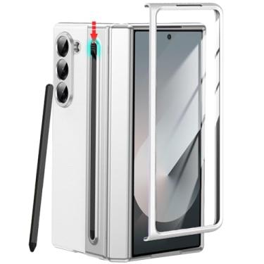 Imagem de YQODSZ Capa para Samsung Galaxy Z Fold 6 com suporte para caneta S e caneta Stylus, capa de couro premium Z Fold 6 com proteção de dobradiça, cobertura total, capa fina para Z Fold 6 branca