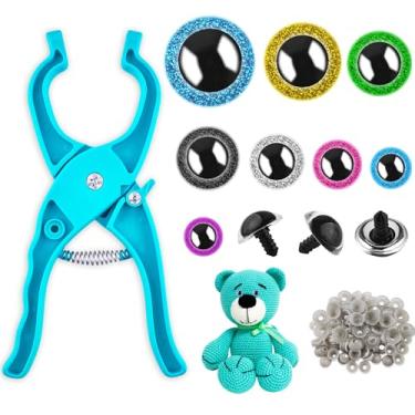 Imagem de Ferramenta de segurança ocular com 160 peças de olhos de segurança com glitter (10-30 mm), ferramenta profissional de segurança para crochê amigurumi, bichos de pelúcia, reparo de fantoches (azul)