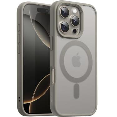 Imagem de JETech Capa Magnética para iPhone 16 Pro 6,3 Polegadas Compatível com MagSafe, Case de Telefone Fina e à Prova de Choque com Capinha Parte Traseira Fosca Translúcida (Titânio Natural)