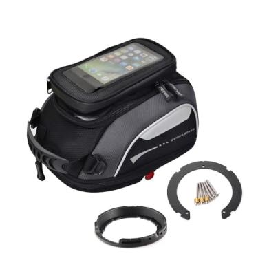 Imagem de MENAT Bolsa regata para motocicleta com base de bloqueio rápido antifurto, armazenamento expansível de 5 a 8 L, bolso para telefone, capa de chuva – serve para a maioria das bicicletas YAMAHA (FS, XJ6
