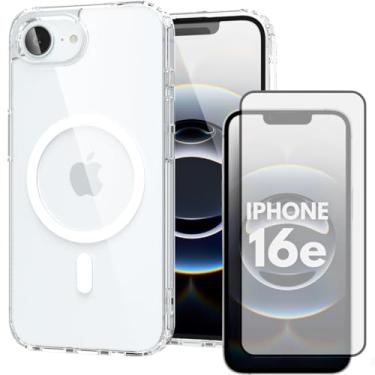 Imagem de [GL CASES] Capa Apple iPhone 16E Capinha iPhone 16E Case Silicone Compatível Com Magsafe Indução Magnética Transparente Com Proteção De Câmera + Pelicula Apple iPhone 16e Vidro 3D Cobertura Total