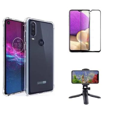 Imagem de Kit Tripé Tripod 360 graus para Motorola Moto One Vision + Capa + Peli