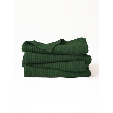 Imagem de Viva Maison - Pacote de 4 toalhas de mão de musselina, luxuoso, 100% algodão turco, fino, macio, de secagem rápida, sem fiapos, tamanho grande, conjunto de toalhas de banheiro (verde, pacote com 4