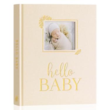 Imagem de Lanpn Livro De Memórias Hello Baby, Lembrança Dos Primeiros 5 Anos Recém-Nascido Com Janela Faça Você Mesmo, Linho, Álbum Fotos Marcos Para Meninos E Meninas, Novos Pais (Bege, 154 Páginas)