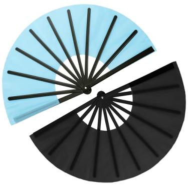 Imagem de Maitys 2 peças de leques grandes de palmas para dança de linha, leque dobrável de rave, tecido de nylon, dobrável para festival de dança em linha, artesanato, decoração de dança para lembrancinhas de