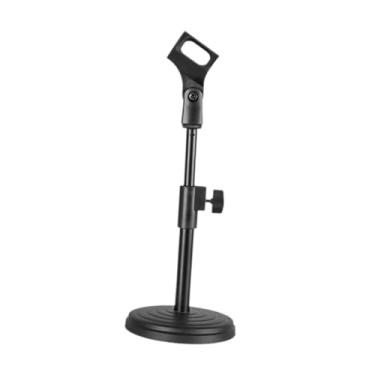 Imagem de Milageto Suporte de mesa para microfone, altura ajustável, compacto, portátil, suporte para microfone para festas em casa, reuniões, estúdio de canto